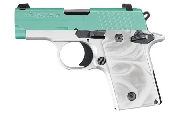 Sig Sauer P238 380 ACP Carry Conceal Pistol with Robins Egg Blue Slide