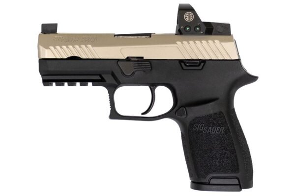 Sig Sauer P320 Compact Two-Tone RX 9mm Pistol with ROMEO1 Reflex Sight and Nickel PVD Slid