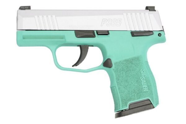 Sig Sauer P365 Micro Compact 9mm Pistol with Robins Egg Blue Cerakote Frame and Silver Cerakote Slide